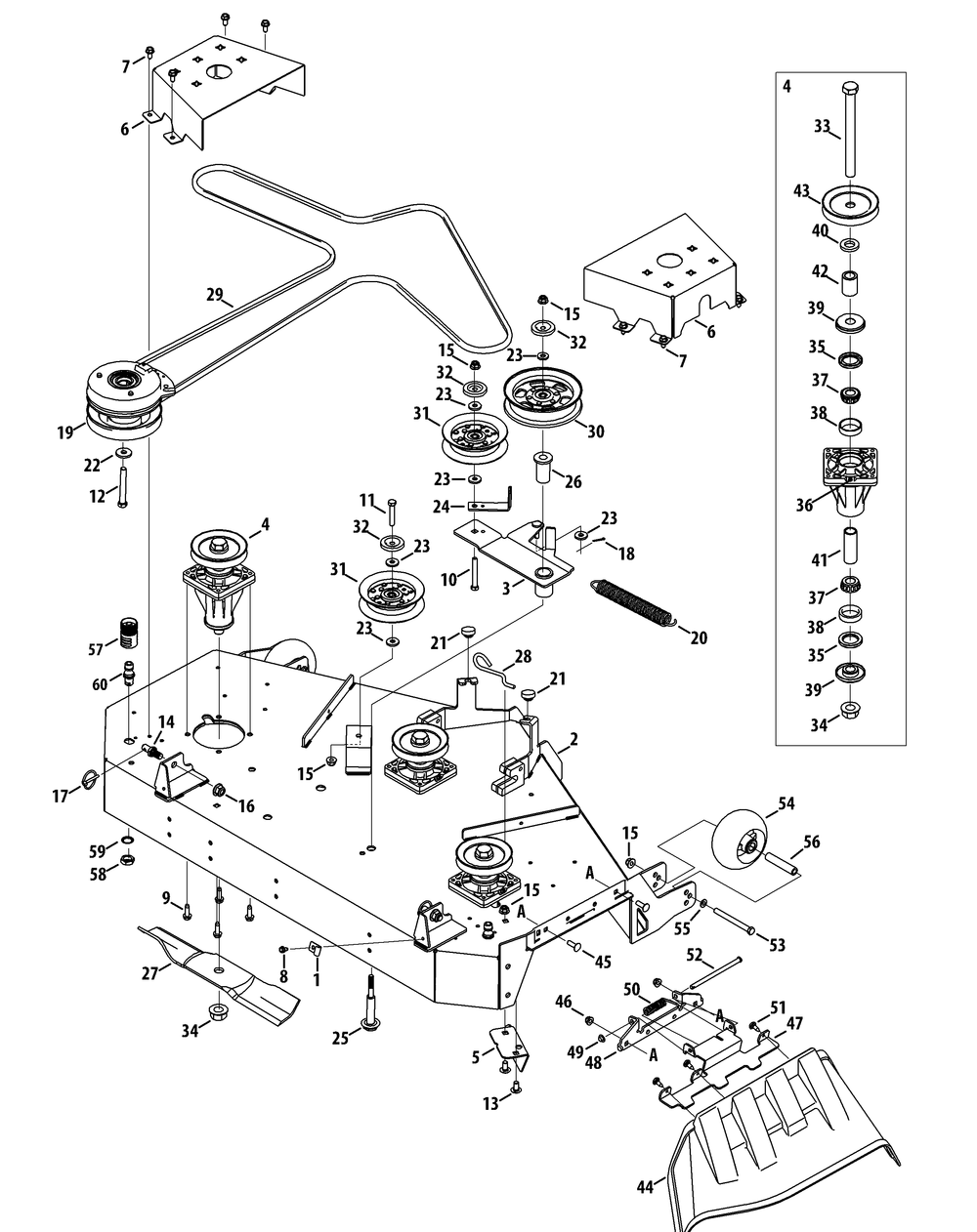 Mower Deck 48-Inch Diagram and Parts List for Z-FORCESZ48 (53ATDFJB-53ATDFJB050)(2014) Cub Cadet Lawn Tractor